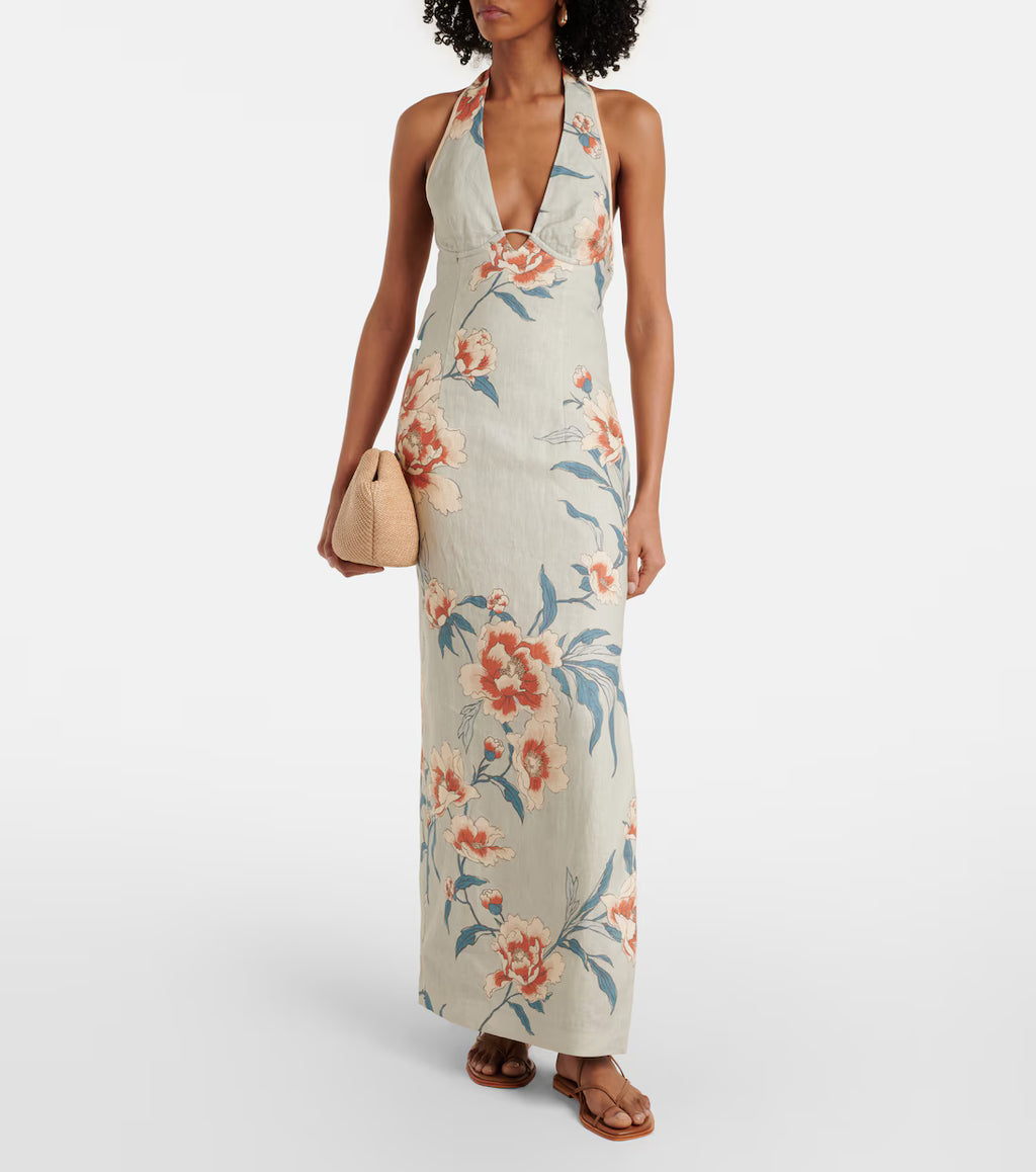 ROISIN HALTER MIDI DRESS IN BLOOM FLORAL