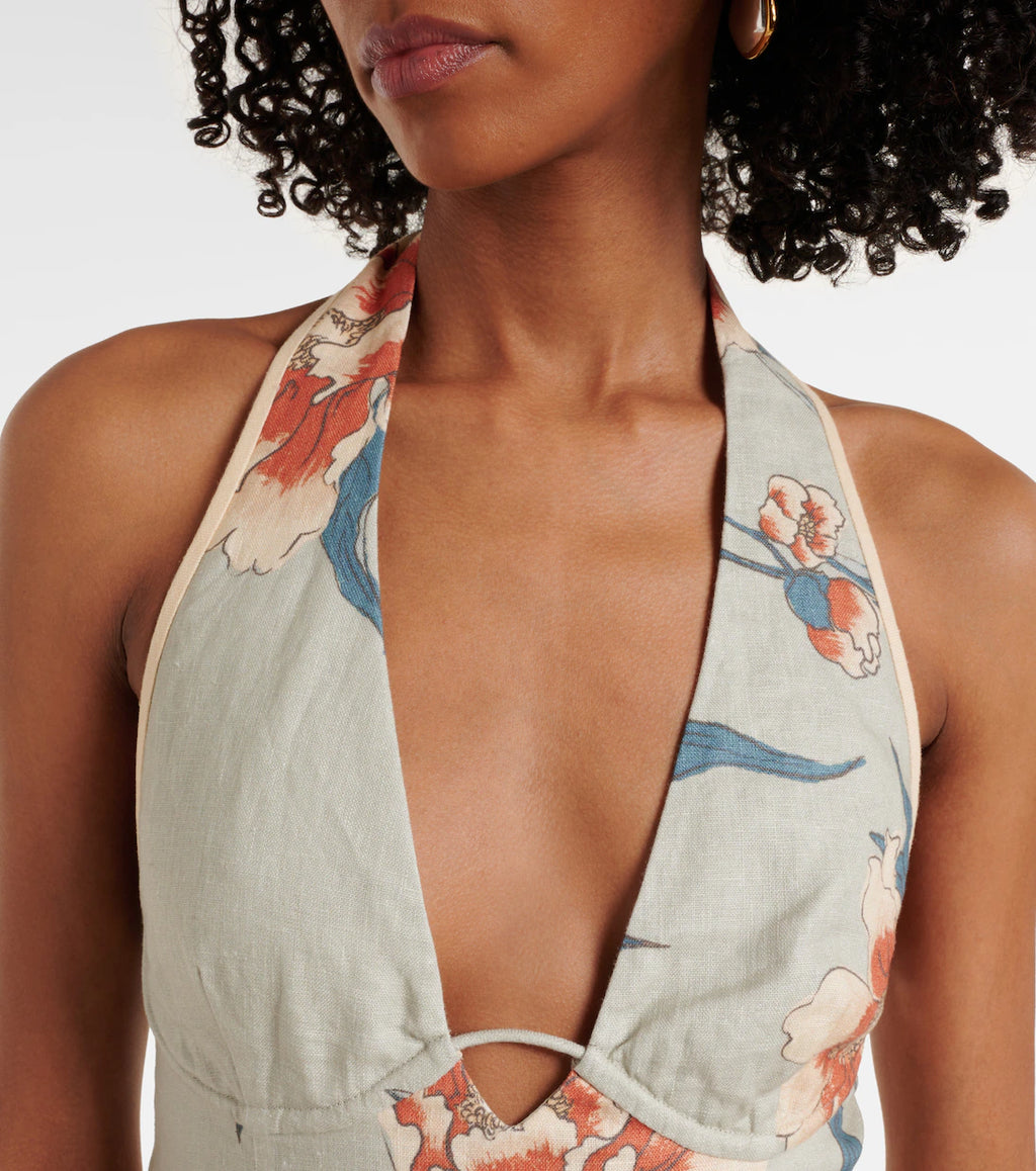 ROISIN HALTER MIDI DRESS IN BLOOM FLORAL