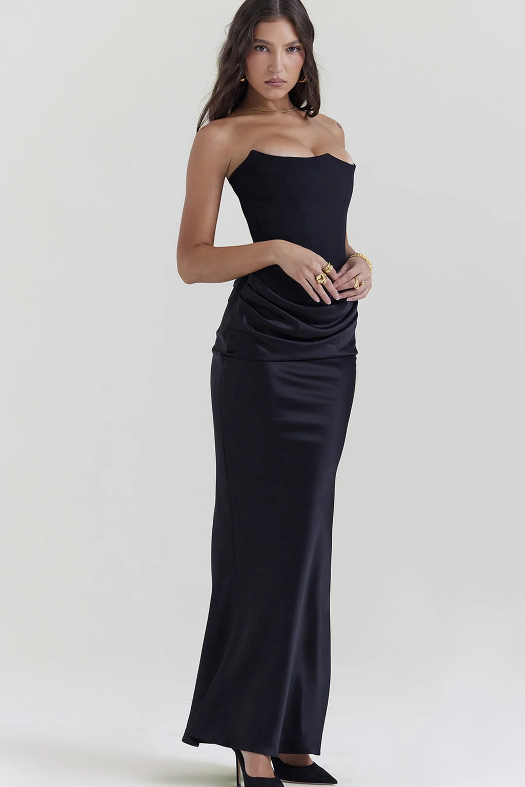 PERSEPHONE BLACK STRAPLESS CORSET