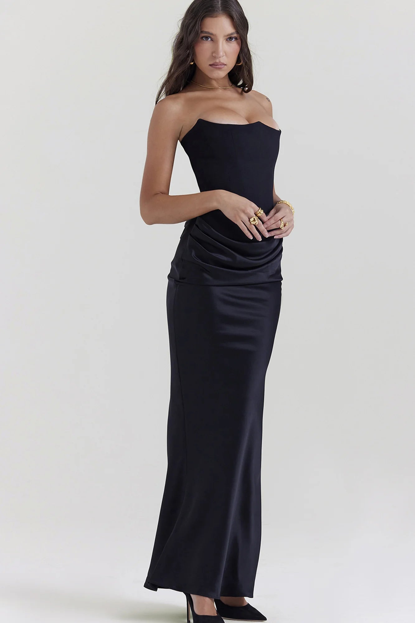 PERSEPHONE BLACK STRAPLESS CORSET