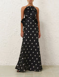CRUSH RUFFLE HALTER MAXI GOWN